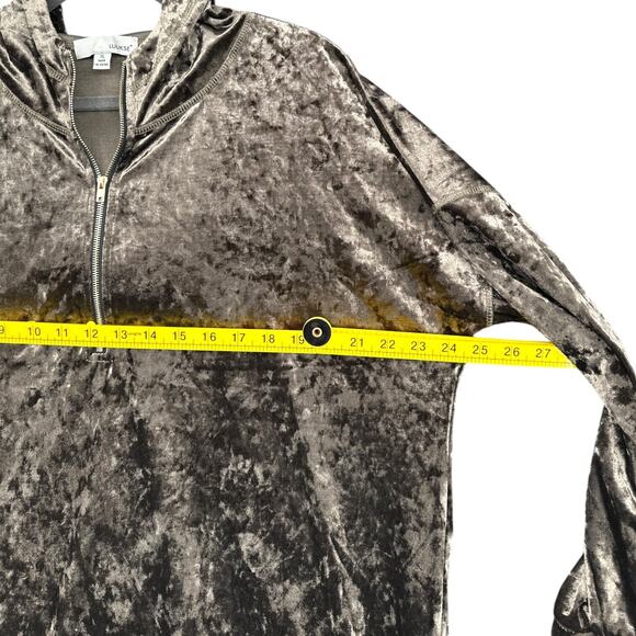 LUUKSE Grey Crushed Velvet Long Sleeve Quarter Zip Pullover Womens Extra Large - Picture 5 of 6